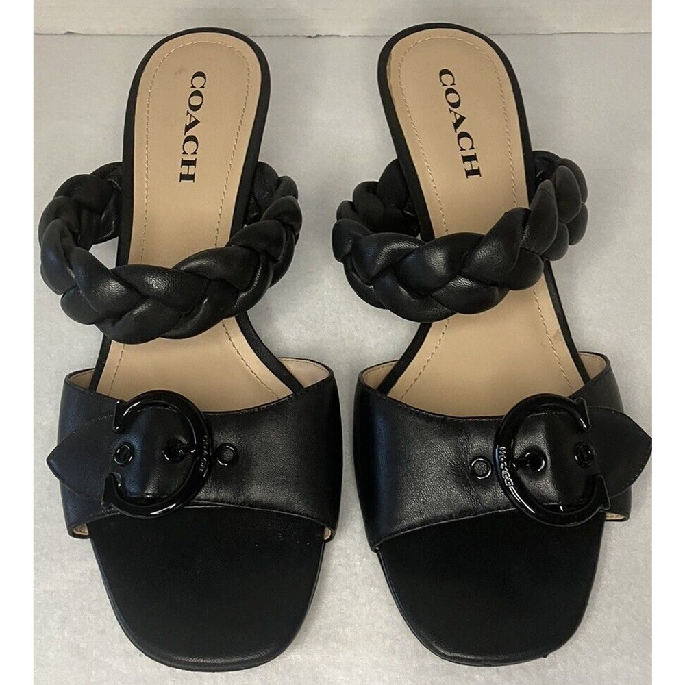Coach Mollie Sandals Black Size 10 MSRP: $165.00 - Pre Owned Great Shape !